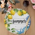 thumbnail image 3 of Summer Lemon Round 13 Inch Placemats Set of 4, Coastal Shells Pastoral Floral Farmhouse Wood HeatResistant Non Slip Place Mats for Dining Table, Wipeable Braided Kitchen Table Mats for Housewarming, 3 of 9