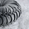 thumbnail image 5 of HIG Set of 2 Pumpkin Pleated Round Throw Pillows, Soft Velvet, Dark Gray, 14.5" Diameter, 5 of 7