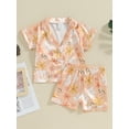 thumbnail image 2 of Satin Pajama Set for Kid Baby Girl Boy Button-up Tops Shorts Sleepwear Nightwear Loungewear Outfits, 2 of 9