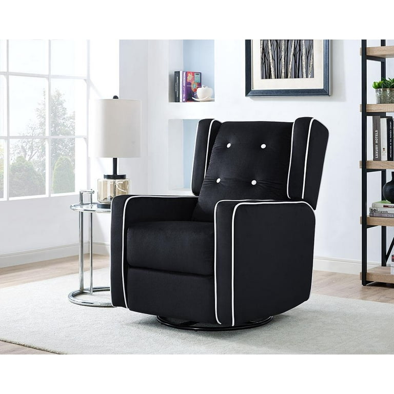 Naomi Home Odelia Swivel Glider Rocker Recliner Microfiber Black