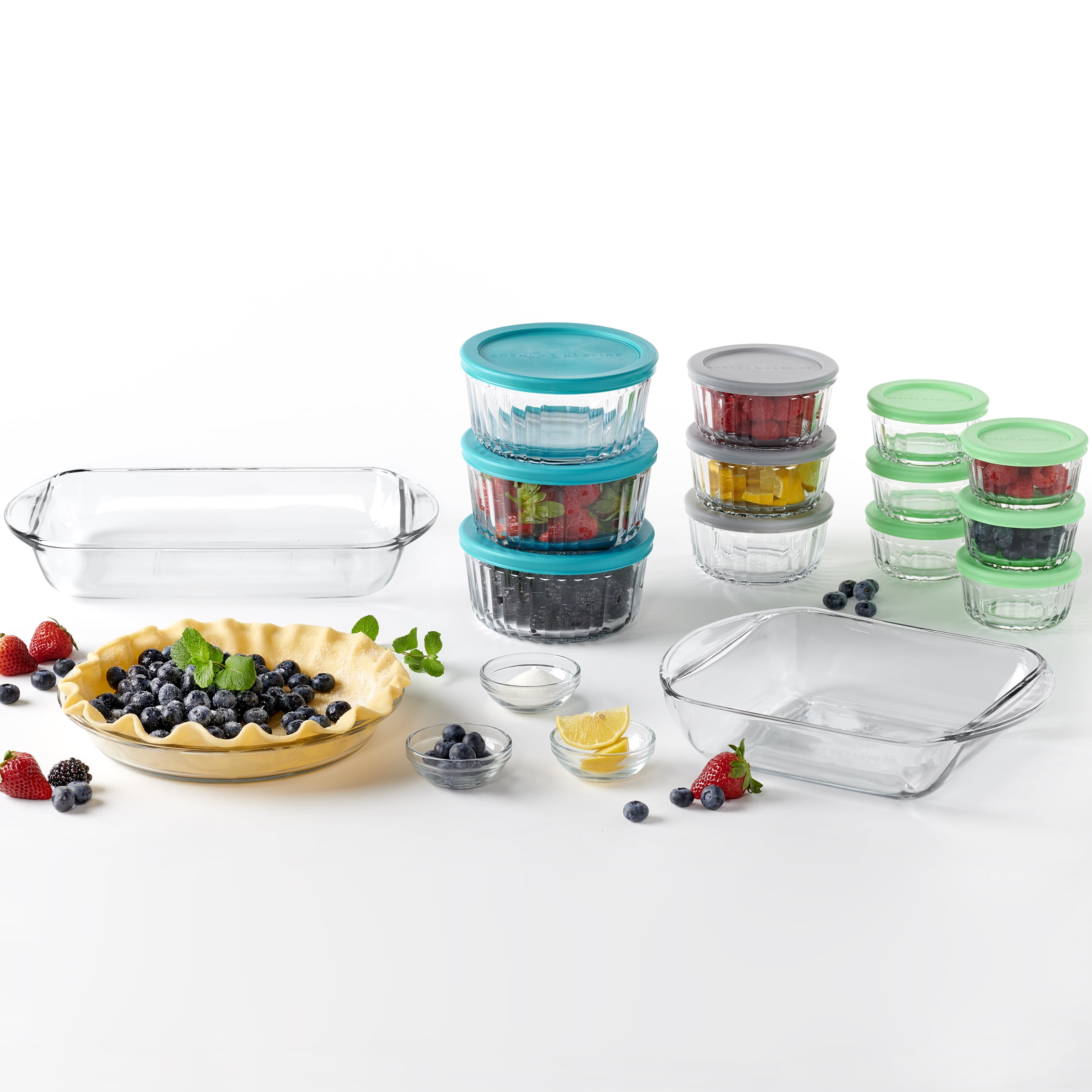 Set of 5 Stackable Borosilicate Glass Food Storage Containers, 30