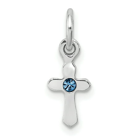 Religious Crystal - 925 Sterling Silver Childs Preciosca Crystal Dec Cross Religious Pendant Charm Necklace Kid Birthstone December For Women