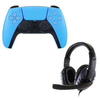 Sony DualSense Controller in Blue with Universal Headset for PS5