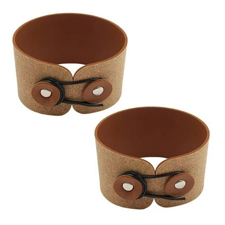 

2pcs Cork Pu Leather Camping Coffee Cup Sleeves Hot Cold Drinks Band Cover Wraps