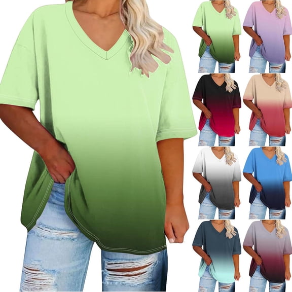 Luvrsol T Shirts for Women Plus Size Oversized-neck Short Sleeved Solid Summer Base Shirt Sports T-shirt, Size XL-5XL