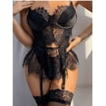 thumbnail image 3 of Conjunto de lencería sexy Liguero coqueto y encantador - verde oscuro L, 3 of 5