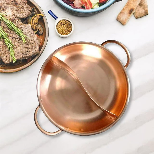 Olla Shabu Shabu Macarena Dividida para Estufa de Inducción y Gas 36cm Cobre