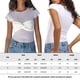 thumbnail image 2 of Camiseta Camisa de mujer Top Cuello redondo Ver a través Casual Slim Fit Estilo sexy Traje de vacaciones Kuymtek M Blanco para Mujer, 2 of 9