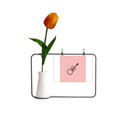 thumbnail image 1 of Instrumento, violín, violín Tarjeta de jarrón artificial de tulipanes, 1 of 3