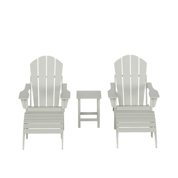 WestinTrends Malibu 5-Piece set classic Adirondack chairs with ottoman and a small coffee table (2 seater), Sand