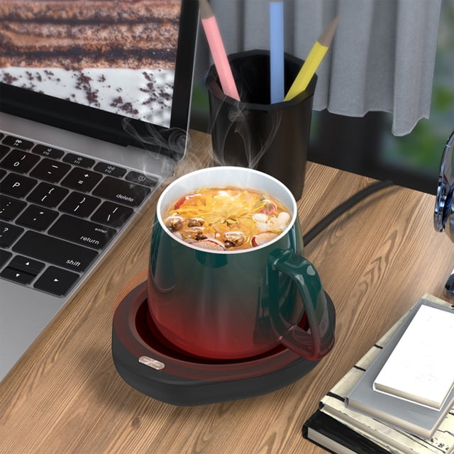 Danhjin Heated Coasters Insulated Coaster, Suitable For Coffee, Tea, Cocoa, Milk, Food, Fruit Candles, Tempered Glass Panel, Safe And Reliable, Black, White, Green