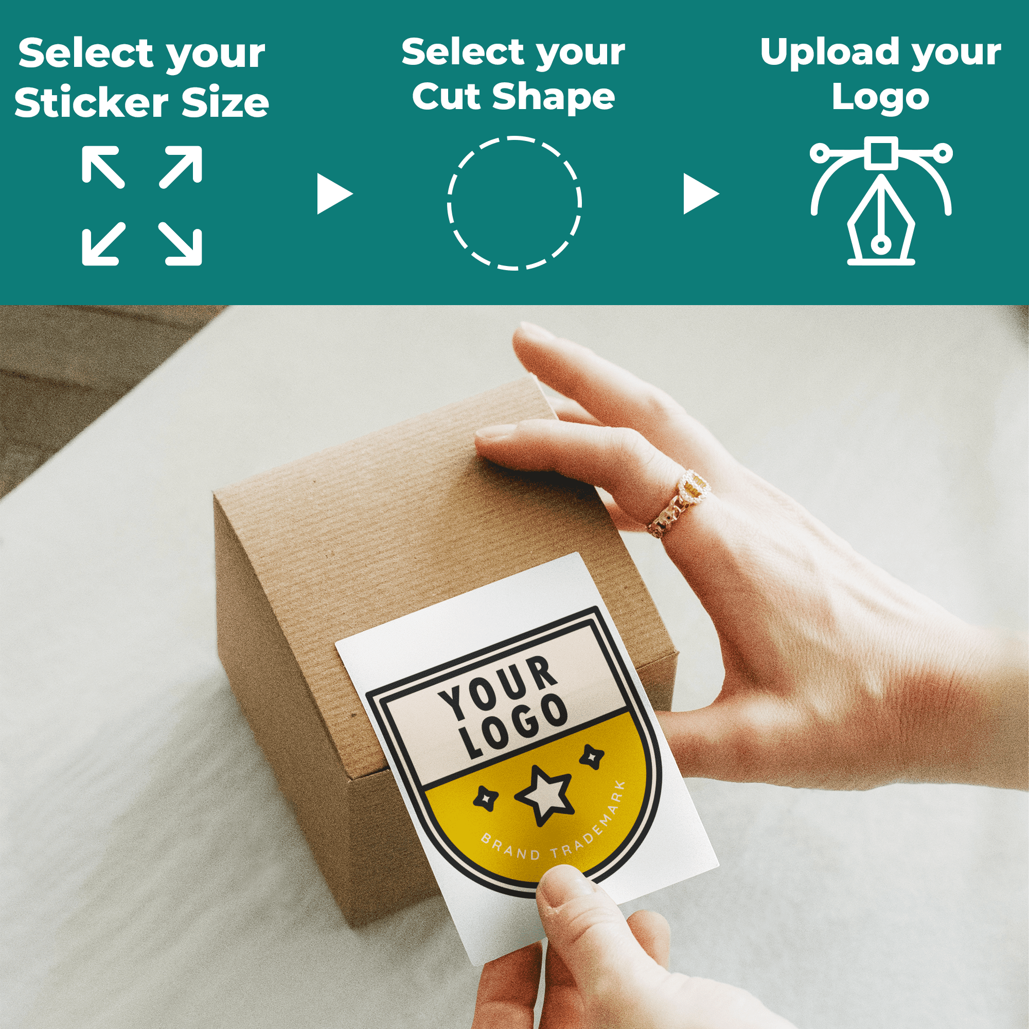 EGD 1020 Pack Custom Stickers for Business Logo | Print Your Own Sticker with Any Image Logo and Text | Personalized Labels Sets of 1020 Bulks | Multiple Shapes 3 inches