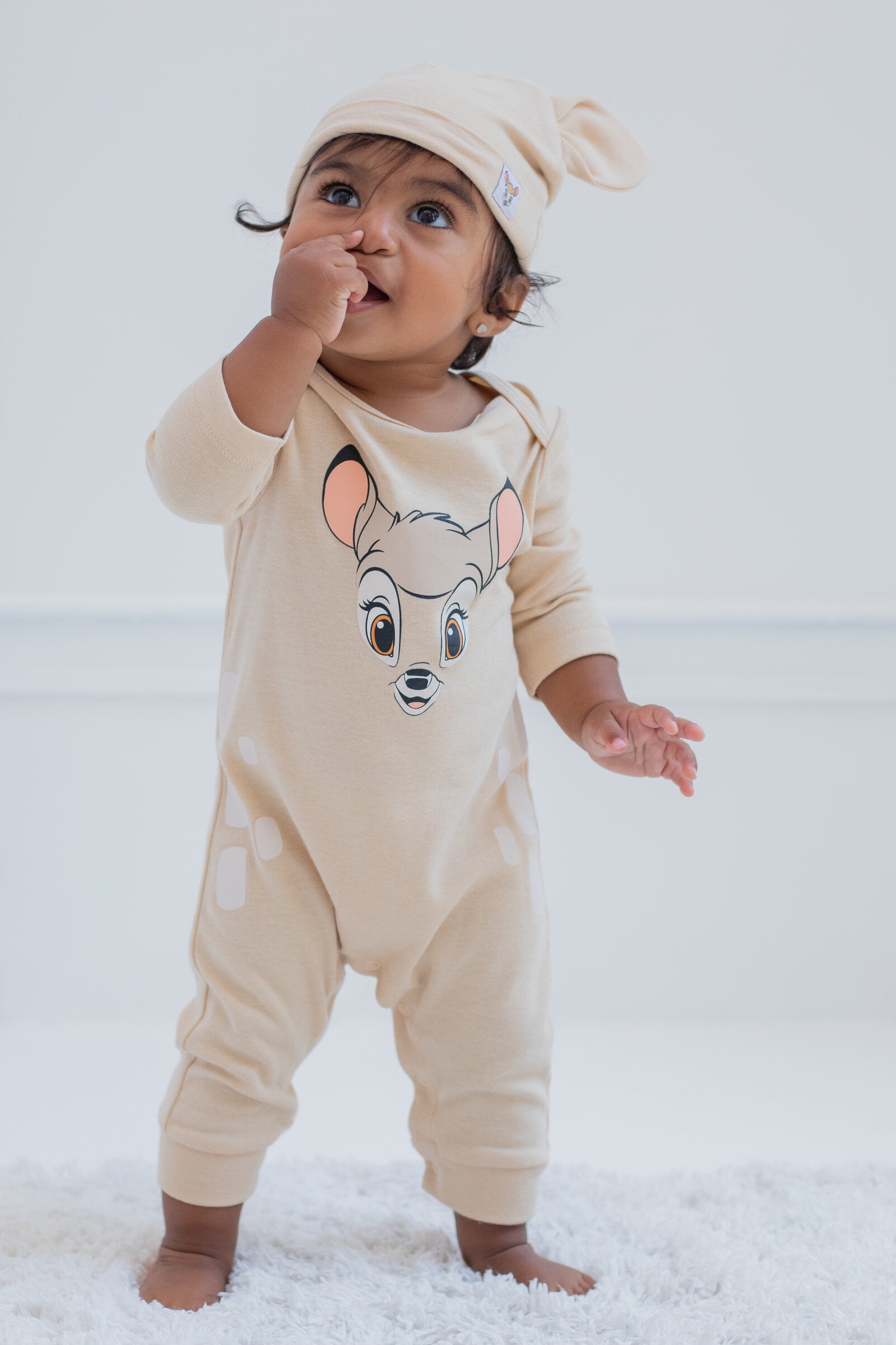 Disney Classics Bambi Newborn Baby Boys Snap Cosplay Coverall and Hat Newborn to Infant