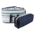 thumbnail image 2 of (2 pack) Sophia Joy Striped Zippered Cosmetic Train Case, Blue/White, 2-Pieces, 2 of 3