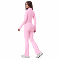 thumbnail image 4 of Veballensty Women's 2 Piece Yoga Outfit, Zip Up Long Sleeve Cropped Jacket & High Waist Flared Leggings Workout Tracksuit for Gym Running, 4 of 9
