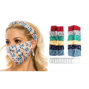 Fashion Fabric Reusable Mask with Adjustable Earloops with Matching Headband and 10 Free Filters