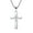 Silver with chain, variant on PAMTIER Men's Stainless Steel Glossy Simple Religion Belief Church Prayer Cross Zircon Inlay Amulet Pendant Necklace Statement Black No Chain