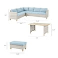 thumbnail image 4 of Better Homes & Gardens Brookbury 4-Piece Outdoor Wicker Patio Sectional Dining Set, White Wicker/Chambray Blue Cushions, 4 of 10