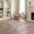 thumbnail image 2 of ODIKA Pink Motif Distressed Vintage Damask Trellis Samll Throw Variegated for Playroom, Bedroom, Reading Nook, Pet Friendly & Kids Safe Play, 2 of 7