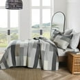 thumbnail image 3 of Bedduvit Farmhouse Dark Gray Quilt - 100% Cotton Quilts for King Bed, Lightweight Patchwork Striped Plaid Bedspread, Breathable Soft Reversible 3-Piece Coverlet Bedding Set for All Seasons, 98x106, 3 of 13