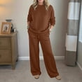 thumbnail image 2 of FRSASU Women's 2 Piece Sets Outfits Casual Long Sleeve Sweatsuits Oversized Tops Drawstring Wide Leg Sweatpants Spring Fall Tracksuit Brown, 2 of 9