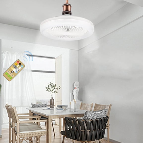 Outoloxit 10 Inch Ceiling Fan with LED Light and Remote Control, Quiet Dimmable for Small Rooms, Bedroom, Office, White