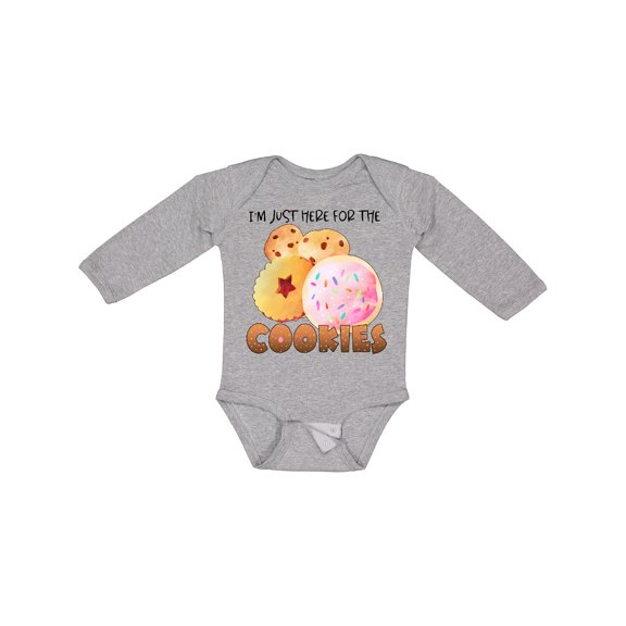 Inktastic I'm Just Here for the Cookies Boys or Girls Long Sleeve Baby Bodysuit