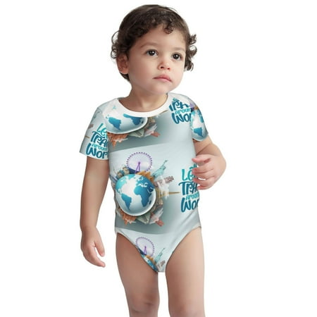 

Fotbe Let s go Travel Around the World Pattern Unisex-baby Short-sleeve Bodysuit Short Sleeve Bodysuits One-piece 100% Organic Cotton for Infant Baby Boys Unisex-18 Months