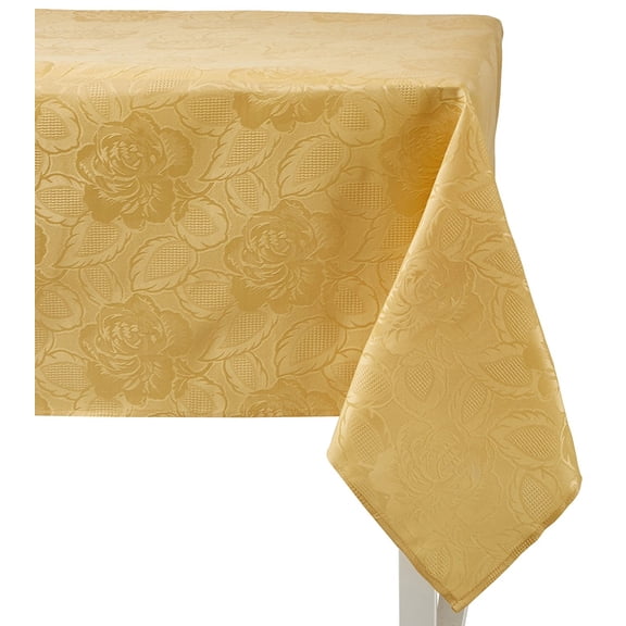Regal Home Collections Laura Floral Fabric Tablecloth - Gold, 60 in.  x 102 in.