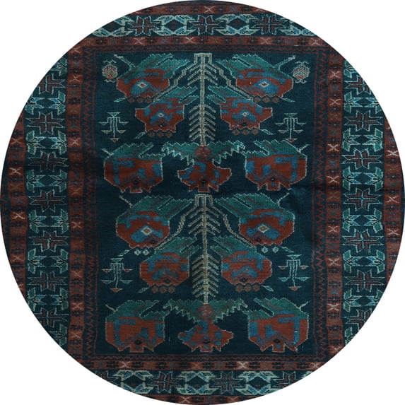 Ahgly Company Indoor Round Persian Light Blue Traditional Area Rugs, 6' Round