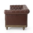 thumbnail image 5 of Noble House Glencoe Upholstered Tufted 3 Seater Sofa, Dark Brown, 5 of 8