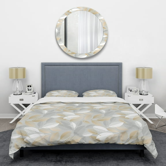 Designart 'Luxury geometric fall leaves pattern' Mid-Century Modern Duvet Cover Set