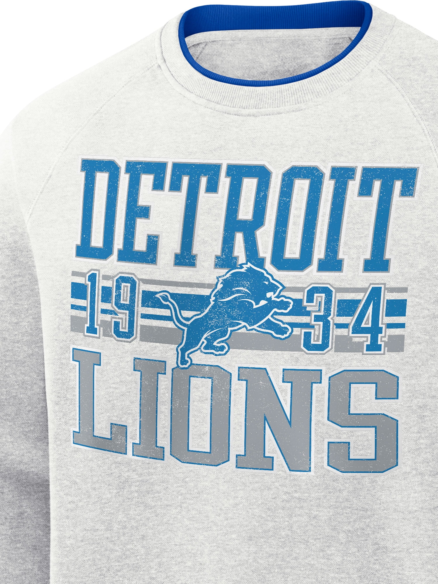 NFL Detroit Lions Men's Cotton Gray Heather Long Sleeve Crew Fleece Sweatshirt
