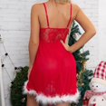 thumbnail image 4 of Conjunto de lencería navideña con escote en V y minivestido rojo de Papá Noel para mujer, 4 of 4