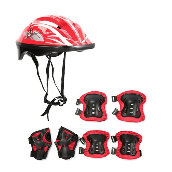 Lolmot 7Pcs/Set Équipement de Protection de Patinage pour Enfants Enfants Casque Genou