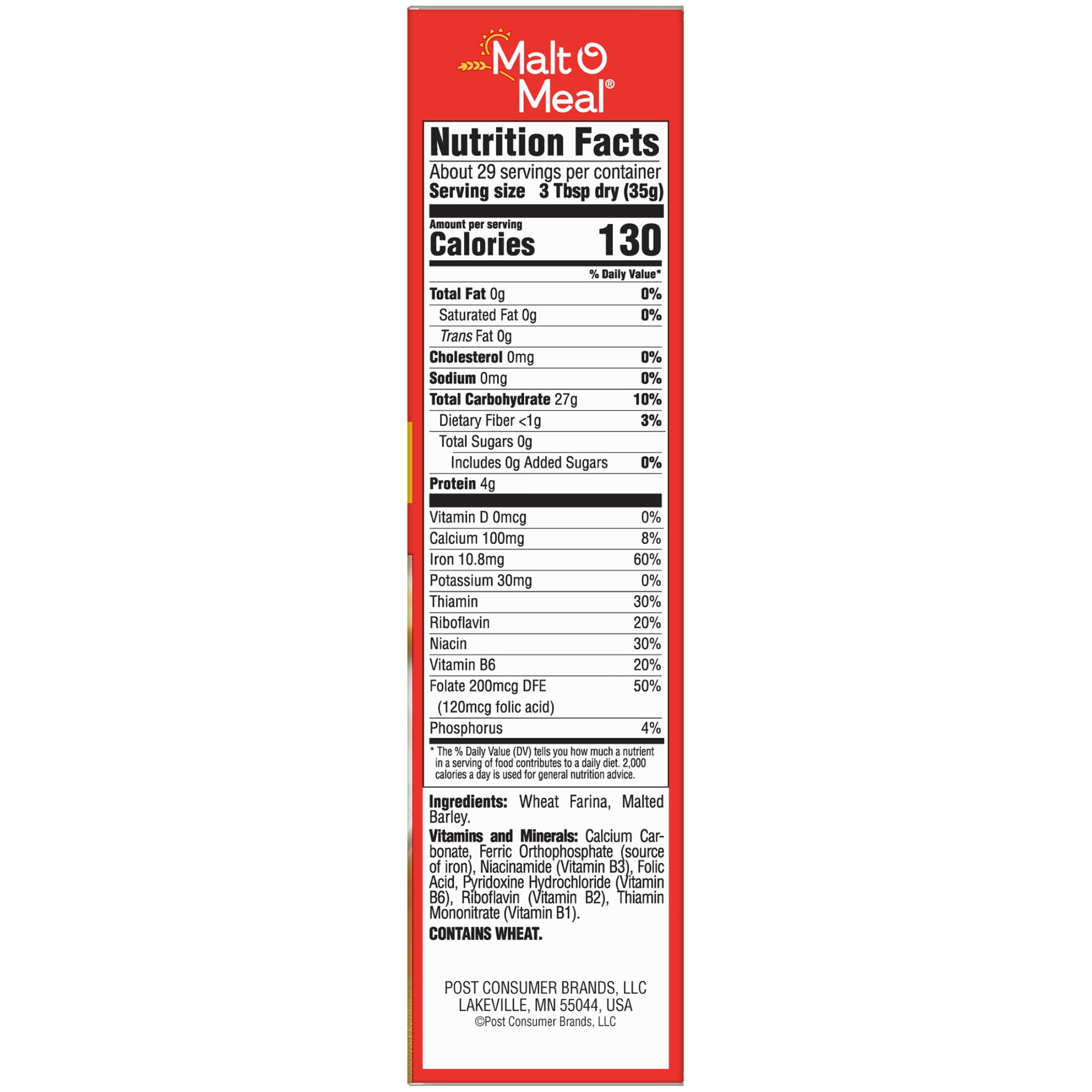 Malt-O-Meal Original Hot Breakfast Cereal, Quick Cooking, 36 oz, 1 Count box