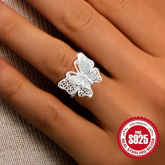 925 Sterling Silver Simple And Elegant Leaf-shaped Luxury Ring For Women,Silvery