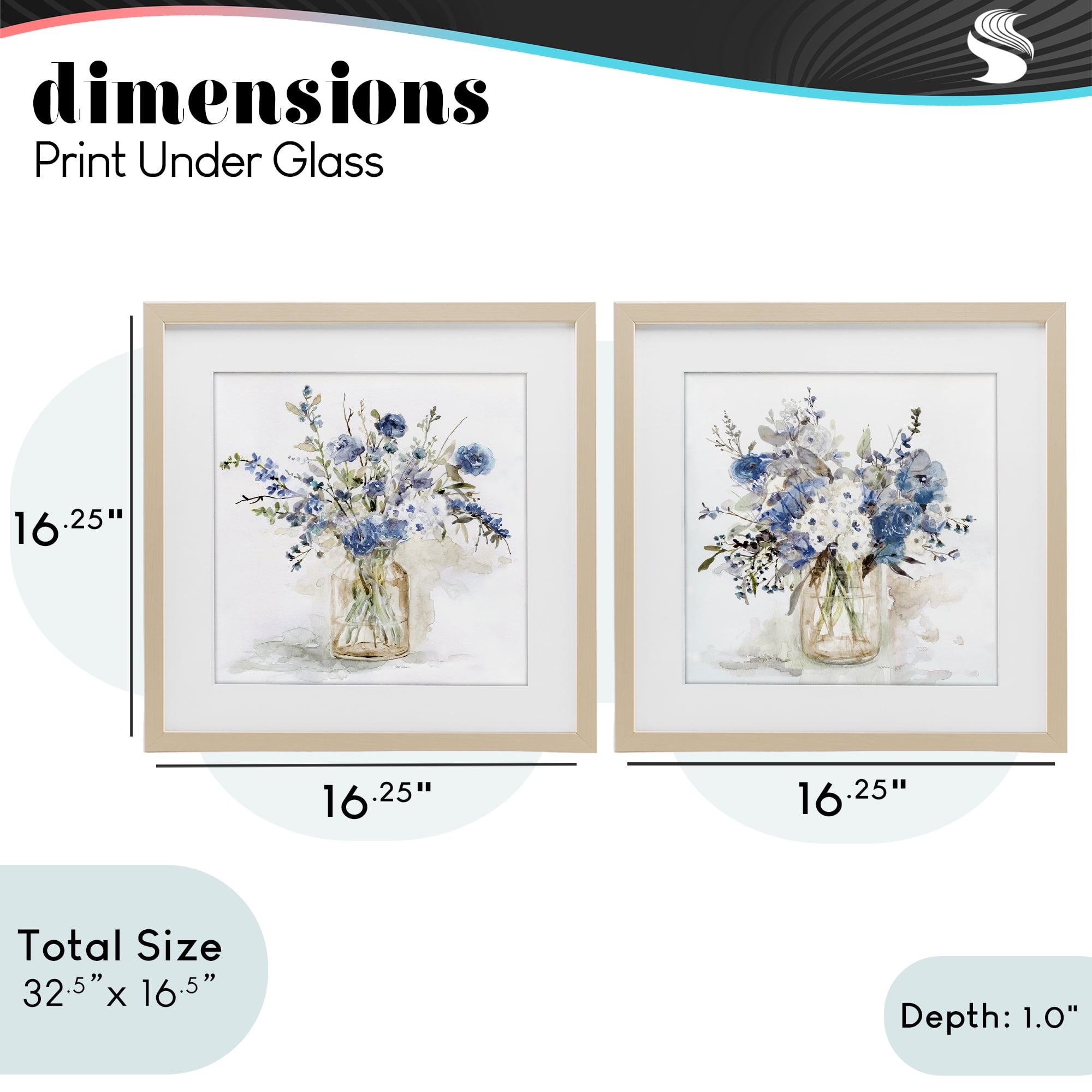Stupell Industries Spring Watercolor Vases 2 Piece Birch Framed Print Under Glass Set, design by Carol Robinson
