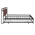 thumbnail image 5 of Full Size Platform Bed with Trundle and USB Ports,Metal Bed Frame with Storage Headboard and Slat Support  for Bedroom,Black, 5 of 7