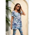 thumbnail image 5 of ENMAIN Women Casual Tunic Tops Summer Short Sleeve Shirt Plus Size Ladies Loose Fit Blouses Blue 2XL, 5 of 8