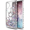 thumbnail image 2 of Compatible with Samsung Galaxy Note 10 Case with Tempered Glass Screen Protector, Ring Holder/Wrist Strap, Nagebee Glitter Liquid Floating Waterfall Cute Phone Cover (Clear Gem), 2 of 5