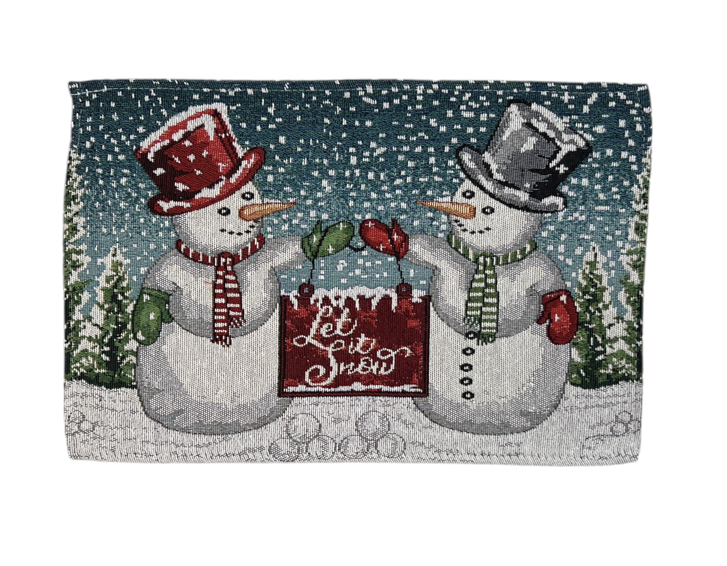 Serafina Home Holiday Let It Snow Christmas Tapestry Placemats, Set of Six (6) Colorful Tapestry Weave Fabric, for Holiday's, Thanksgiving, Winter, Christmas