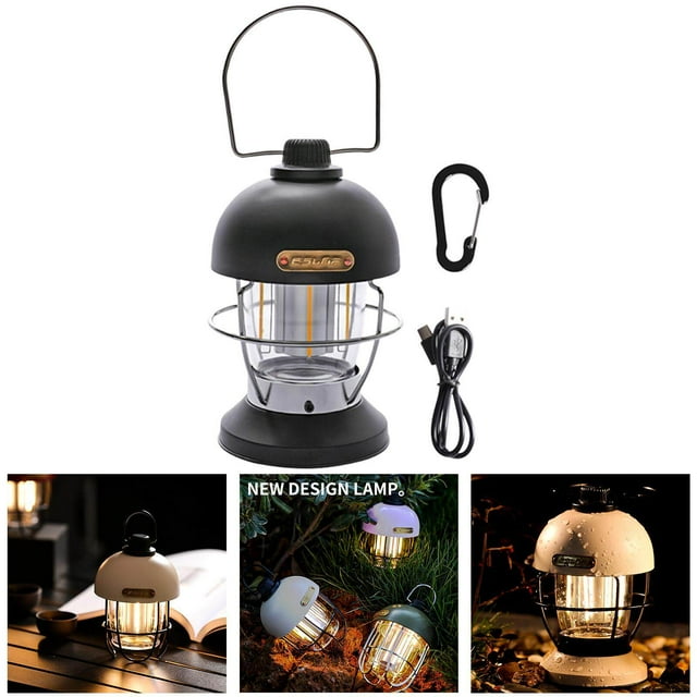 tredstone Lanterne de Camping Style Rétro Lampe Suspendue pour Randonnée Sac à Dos Noir