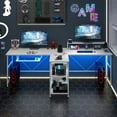 thumbnail image 6 of GVN Computer Desks,2-Person Reversible Computer Desk Long Office Desk with LED Lights-White, 6 of 10