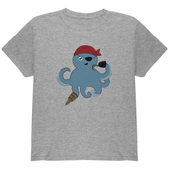 Cute Pirate Octopus Youth T Shirt Heather YSM