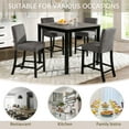 thumbnail image 4 of Noble House 5-Piece Counter Height Square Dining Table Set with Upholstered Chairs for 4, Light Gray+Black, 4 of 8