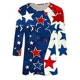 thumbnail image 4 of Fridja Liquidation Tenues Rouges et Bleues pour Femmes Mode Jour de l'Indépendance T-shirt Imprimé Manches 3/4 Blouse Col Rond Hauts Décontractés pour Rendez-Vous (Marine, m), 4 of 4