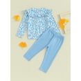 thumbnail image 4 of Suealasg Toddler Baby Girl Clothes 6M 1T 2T 3T 4T Kids Girl 2pcs Spring Outfit Long Sleeve Ruffled Flower Print Print Pullover Tops and Long Pants Sets, 4 of 8
