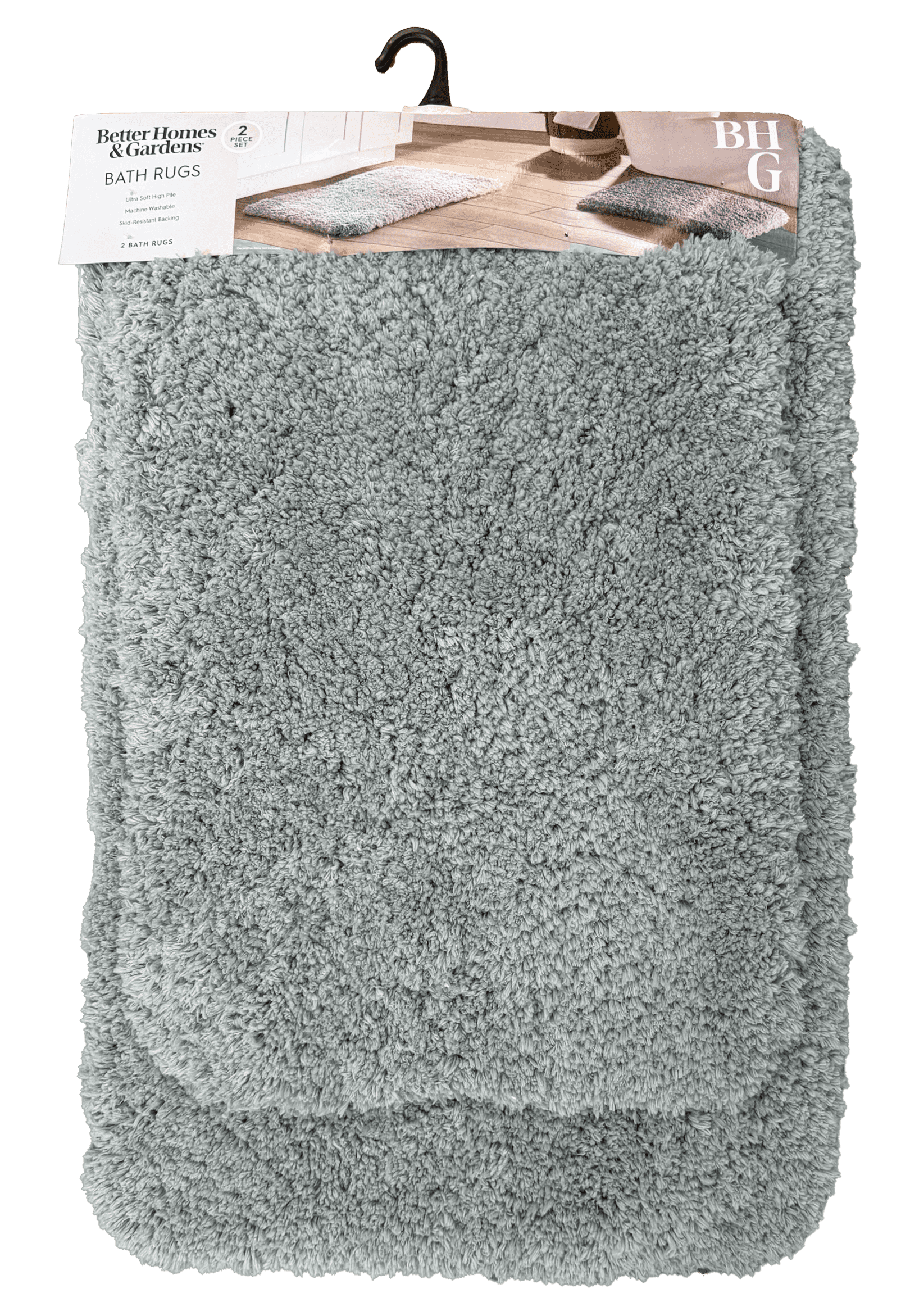 Better Homes and Gardens Grey Cloud 2pc Bath Rug Set, 17 x 20 & 20 x 30, Polyester