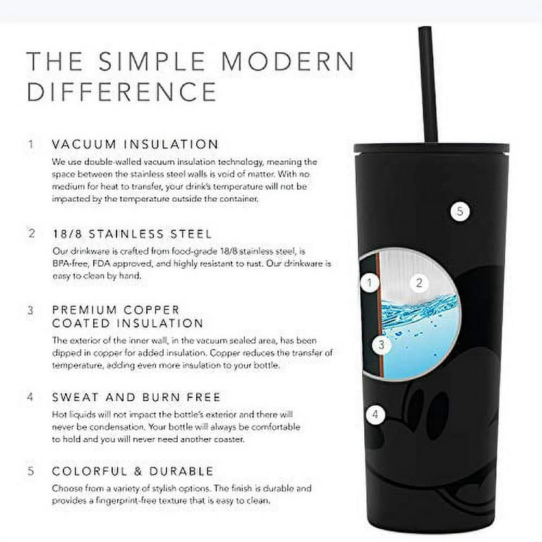  Simple Modern Disney Insulated Tumbler Cup with Flip Lid and  Straw Lid, Gifts for Women Men Reusable Stainless Steel Water Bottle  Travel Mug, Classic Collection
